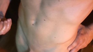 Twink's Uncut Big Dick Cumming Solo