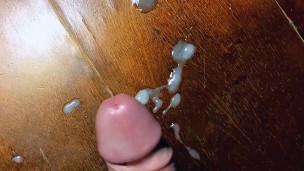 Straight Hung Jock Milks His Big Uncut Cock On The Table