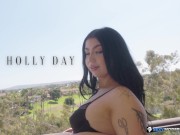 Big booty cutie Holly Day rides a big black cock until she has a body shaking orgasm 1/16