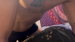 Hot guy shows his sexy muscles while modeling underwear and humping the bed