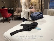 Stepmom's first-time double penetration in a toilet of a hotel shared room with her stepson 2/16