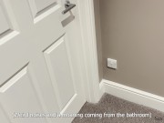 Stepmom's first-time double penetration in a toilet of a hotel shared room with her stepson 9/16