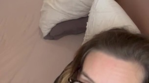 I cum on his glasses and on his face