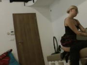 Hot Blonde from Finland in Stockings and with a Miniskirt No Panties tries to seduce Her Teacher 13/16