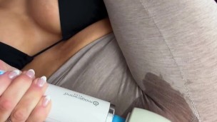 Goddess soaks her leggings / yoga pants before ripping them open