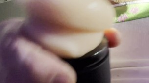 Close up pocket pussy jerk