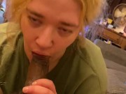 BBC deepthroat swallow massive cock