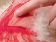 【日本人 素人 個人撮影】スケスケのサンタコスプレから覗く乳首とクリトリスを激しくコリコリ愛撫する、がに股開脚立ちオナニー 3/16