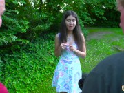 Hot brunette takes cum in mouth from 2 old guys in the same time 4/16