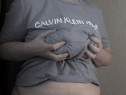 Mature milf kneads her soft big saggy boobs. 3/16