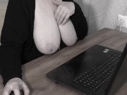 At work with bare tits. Mature milf with big saggy boobs. 13/16