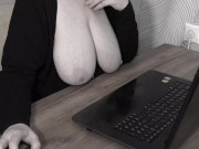 At work with bare tits. Mature milf with big saggy boobs. 15/16