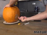 MATURE4K. Busty mature woman in black does it with her own horny stepson 4/16