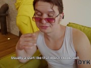 DYKE4K. Sweet chicks surprise horny man with a great lesbian show with sexy moans 3/16