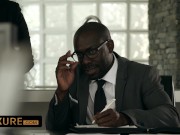 The busty secretary asks for a DP 3/16