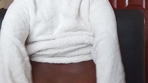 BIG ASS EBONY AMATEUR RIDING DILDO In ASS While WEARING ROBE! AMATEUR ANAL ORGASM