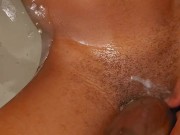 Stroking my cock in the tub