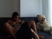 sucking my friend's beautiful clit on the couch