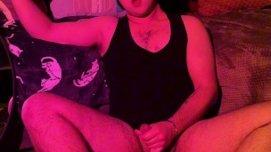 Massive Cumshot covers tank top *Loud Moaning, Shaking, Pulsating Orgasm*