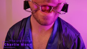 Sloppy BLOWJOB while GAGGED - DEEPTHROAT training & Ring-gag | BDSM | Charlie Moon |