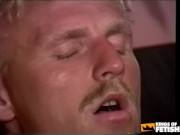 Busty girl sucks a stranger and a friend with big dick before getting her hairy cunt rammed in many ways 4/16