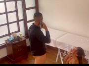 Client comes for facial & ends up fucking therapist till cumming on her tits 16/16