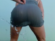 Part 1 I gave my dog a nice hose bath on a hot day and she got all wet 2/16