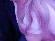  milf smokes and chokes on her dildo