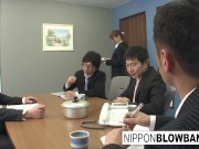 Asian office girl blows her coworkers 3/16