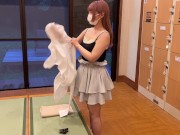 A Japanese couple enjoys a hot spring, then they do stocking costume and have sex 3/16