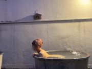 A Japanese couple enjoys a hot spring, then they do stocking costume and have sex 9/16