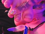 Felix Rae //tattooed girl teases big dick with feet and tits, gets fucked hard and showered in cum 10/16