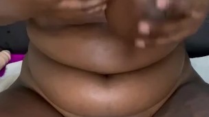 Hot Ebony with BIG BOOBs & BIG ass Sucking HUGE TITS while Dildo in Ass!