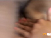 Black dude sticks his huge dick in a tattooed Asian girl with shaved cunt on the floor 13/16