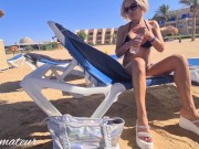 After a day at the beach Stepson help Stepmom with protective cream and end to help each other 1/16