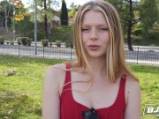 Slutty blonde picked up and throat fucked by a big dick 2/16