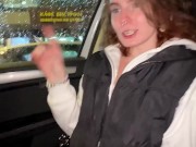 Blowjob in motion: guy fucks 18 year old in the back seat of the car 1/16