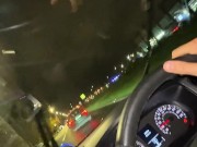 Blowjob in motion: guy fucks 18 year old in the back seat of the car 4/16