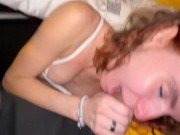 Blowjob in motion: guy fucks 18 year old in the back seat of the car 7/16