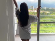 I ask my roommate to record me, he gets excited and fucks me, he has a big dick! 1/16