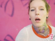 Alternative giirl gets Anal fucked in her big ass, chokes on and rides big dick, tattoo, alt, goth, rough fuck 12/16