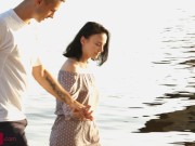 Romantic walk ends for brunette and her man with anal sex 2/16