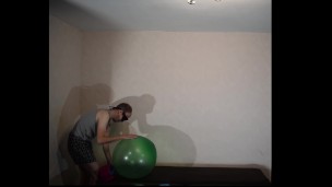 Blowing up Balloon and cum in it