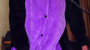 Big dick catboy masturbation and slow-mo cumshot