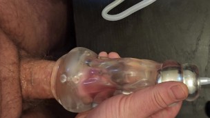 Thick Cock Gets Pumped and Milked for Cum