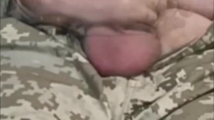 Ukrainian soldier jerks off in the forest and cums in his mouth
