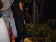 PIG SLUT big tits stepmom on leash sucking fat cock in public 3/16