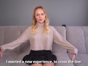 A blonde with a big booty fell in love with dicks and cum on her face after her first porn casting 2/16