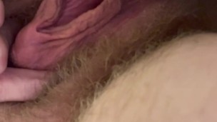 Pissing slut puts camera inside slimy pussy