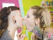 Tattooed teen gets fuck by ALT pornstar with crazy strap on toy